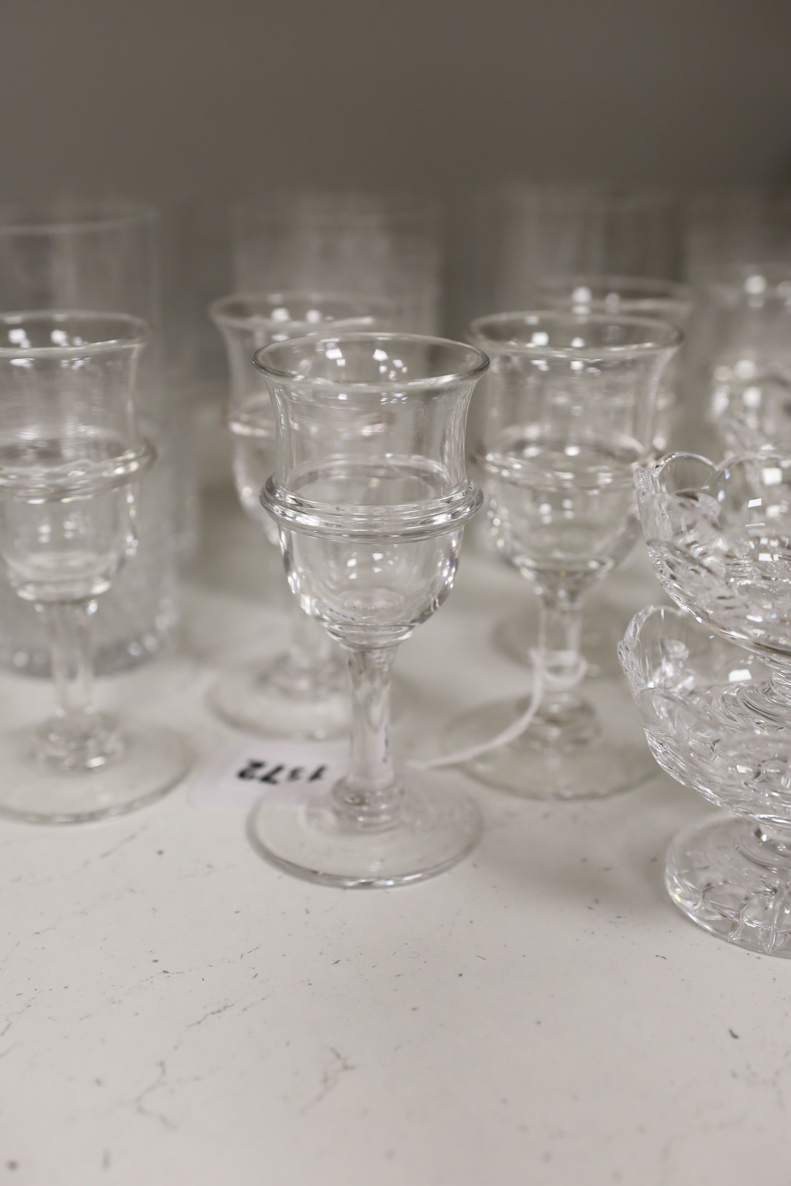 A set of six Val St. Lambert glass tumblers together with other drinking glassware (qty)